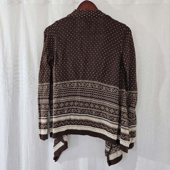 new directions Knit Cardigan in Brown & Cream Print Women’s Size PS - Picture 2 of 4